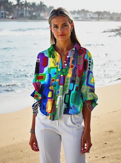 Rose™ | Elegante Bluse mit geometrischem Muster