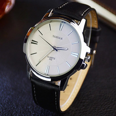 Luxuriöse Blaue Glas Leder Uhr™ - Olsen & Olsen