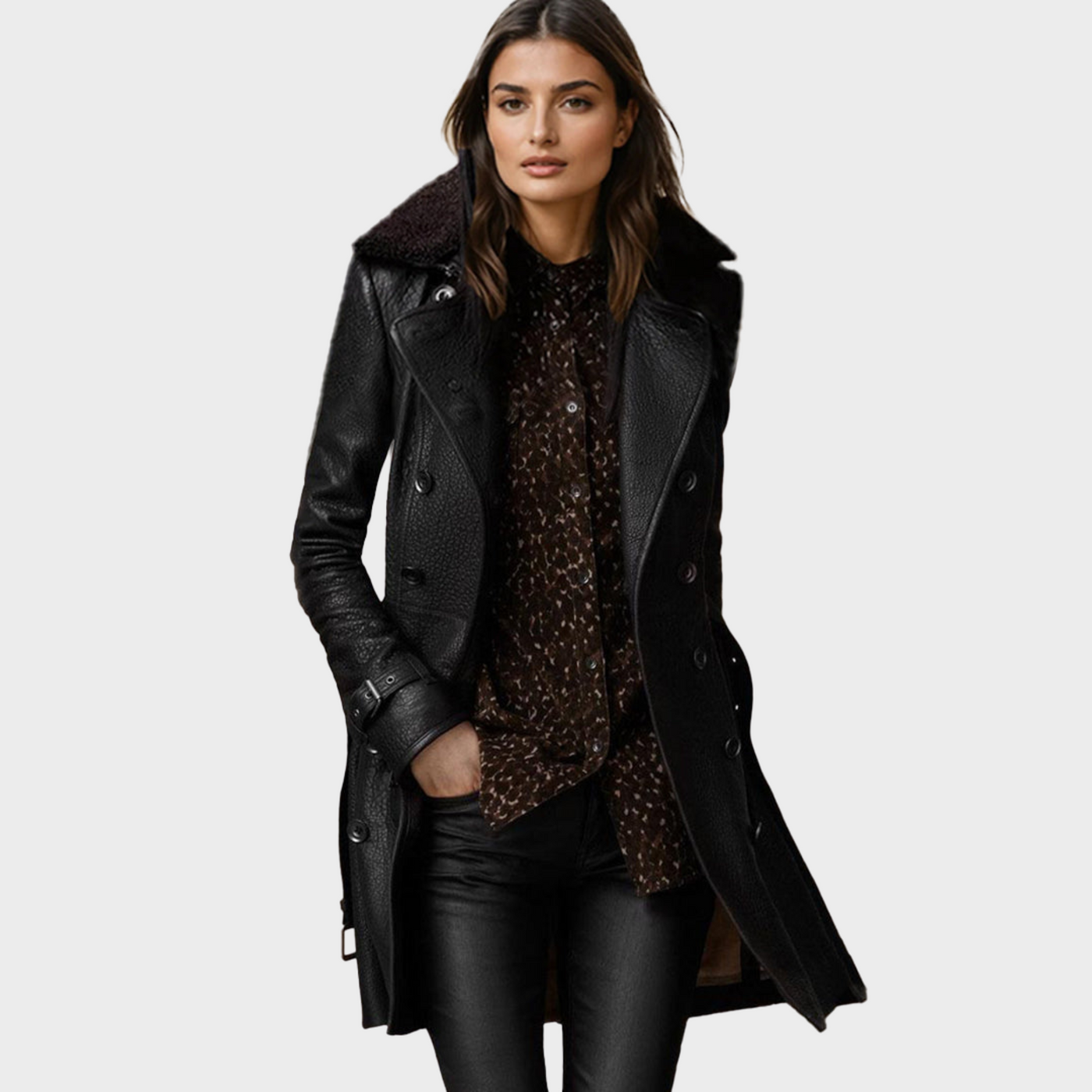 Pauline™ – Leder-Trenchcoat