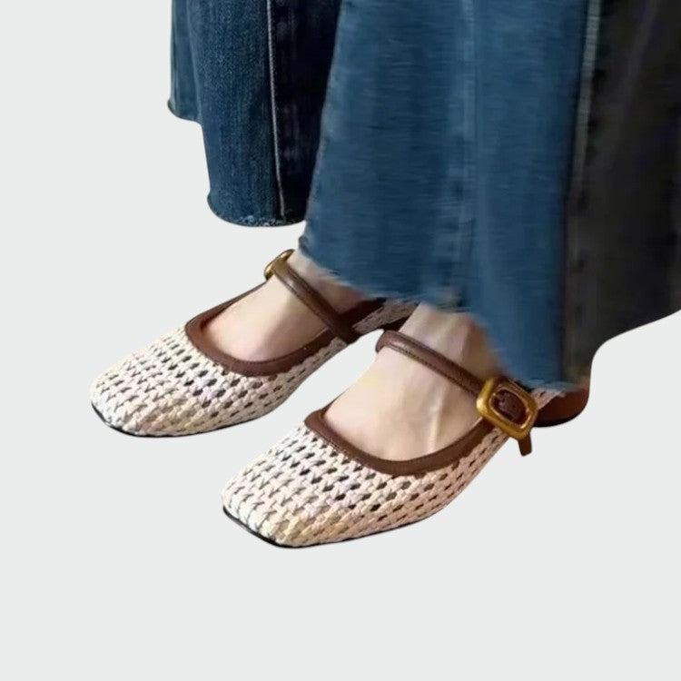 Olivia - Gewebte Schnallen-Mary Jane Schuhe
