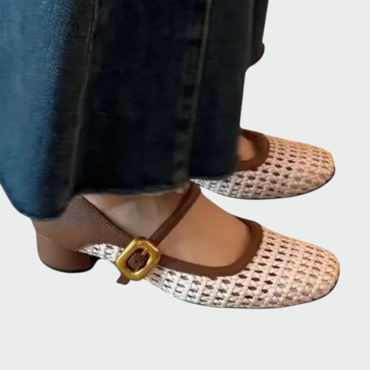 Olivia - Gewebte Schnallen-Mary Jane Schuhe