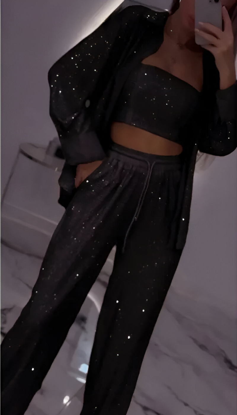 Nola™ | Moderne Pailletten 3-teilige Lounge-Set