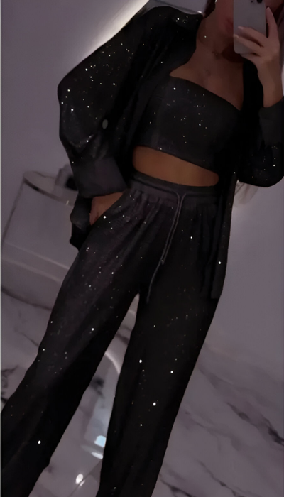 Nola™ | Moderne Pailletten 3-teilige Lounge-Set