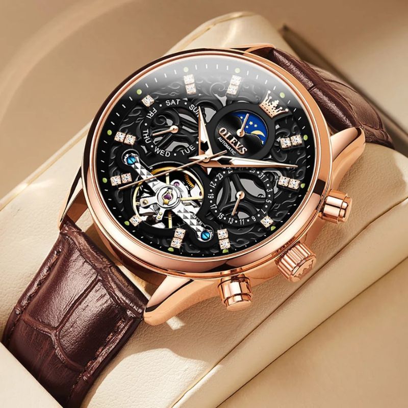 Mechanische Automatik-Uhr mit Lederarmband™ - Olsen & Olsen