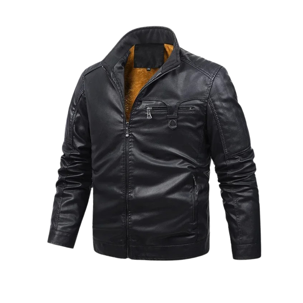 Retro Fleecegefütterte Lederjacke