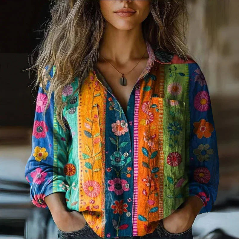 MONICA™ - VINTAGE BEDRUCKTE FRÜHLINGSBLUSE