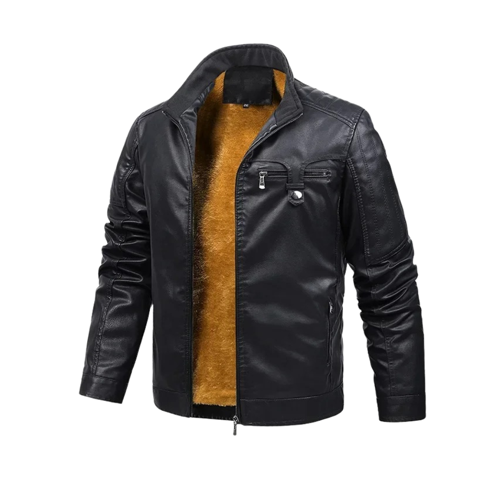 Retro Fleecegefütterte Lederjacke