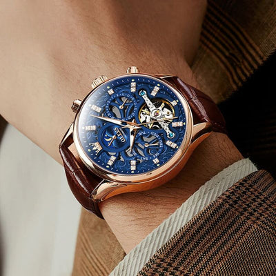 Mechanische Automatik-Uhr mit Lederarmband™ - Olsen & Olsen