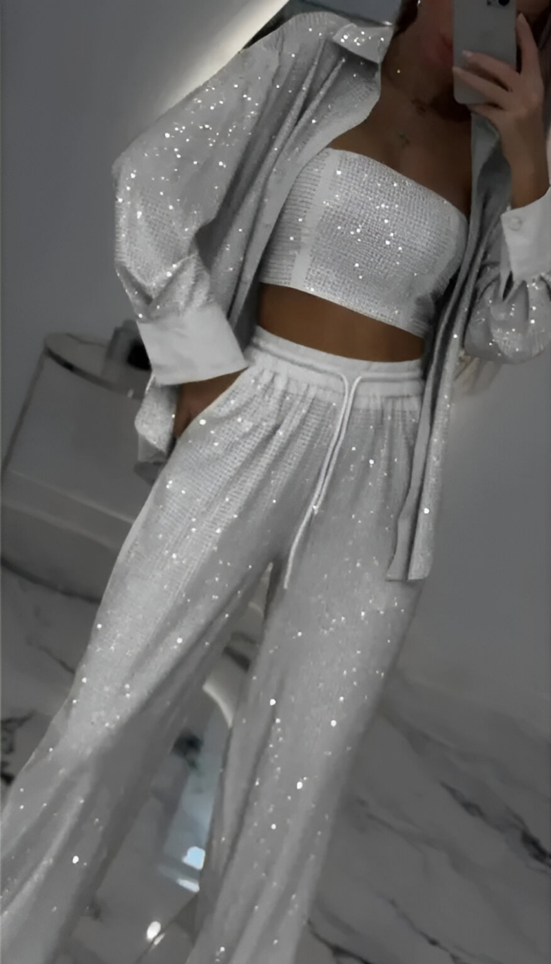 Nola™ | Moderne Pailletten 3-teilige Lounge-Set