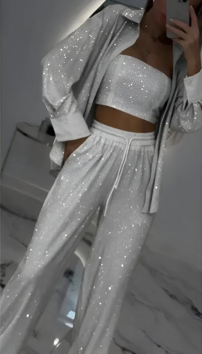 Nola™ | Moderne Pailletten 3-teilige Lounge-Set