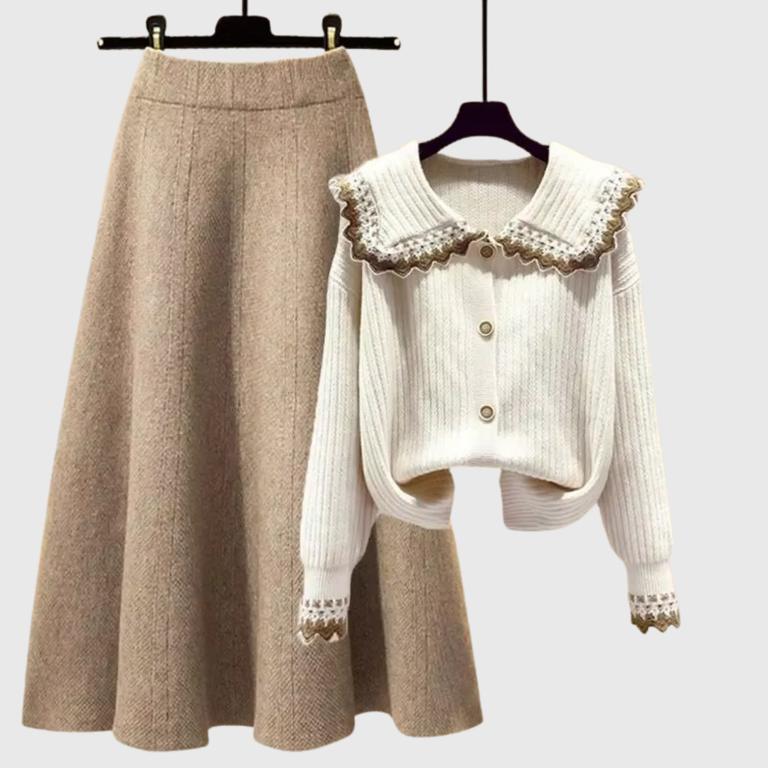 Lina - Gemütliches Strickpullover- und Rock-Outfit