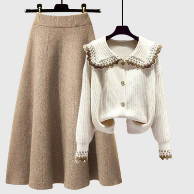 Lina - Gemütliches Strickpullover- und Rock-Outfit
