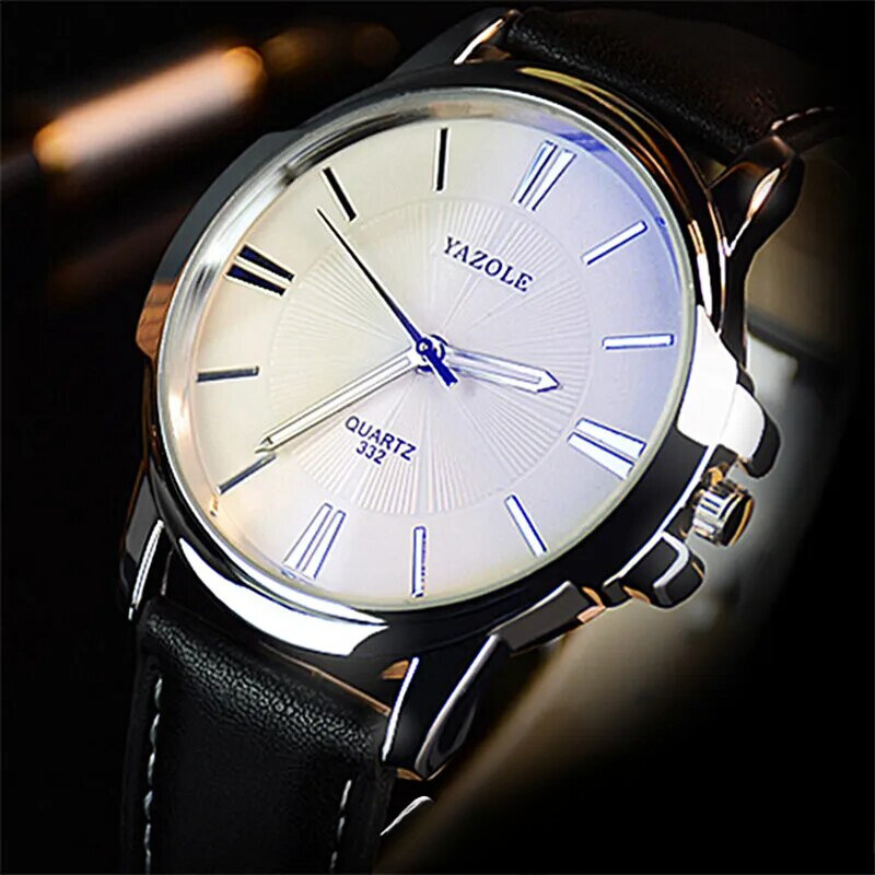 Luxuriöse Blaue Glas Leder Uhr™ - Olsen & Olsen