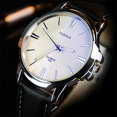 Luxuriöse Blaue Glas Leder Uhr™ - Olsen & Olsen