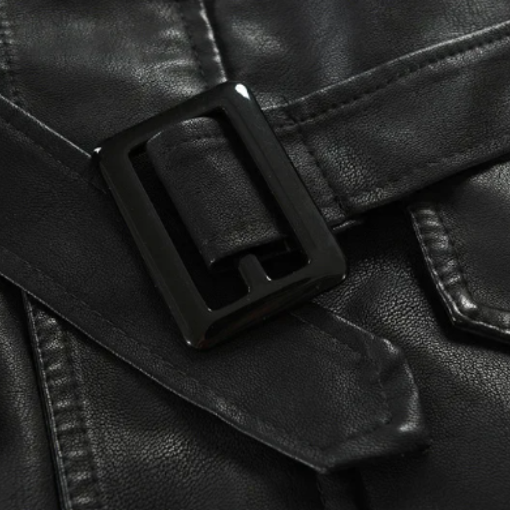 Elegante Lange Leder-Bikerjacke