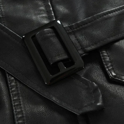 Elegante Lange Leder-Bikerjacke