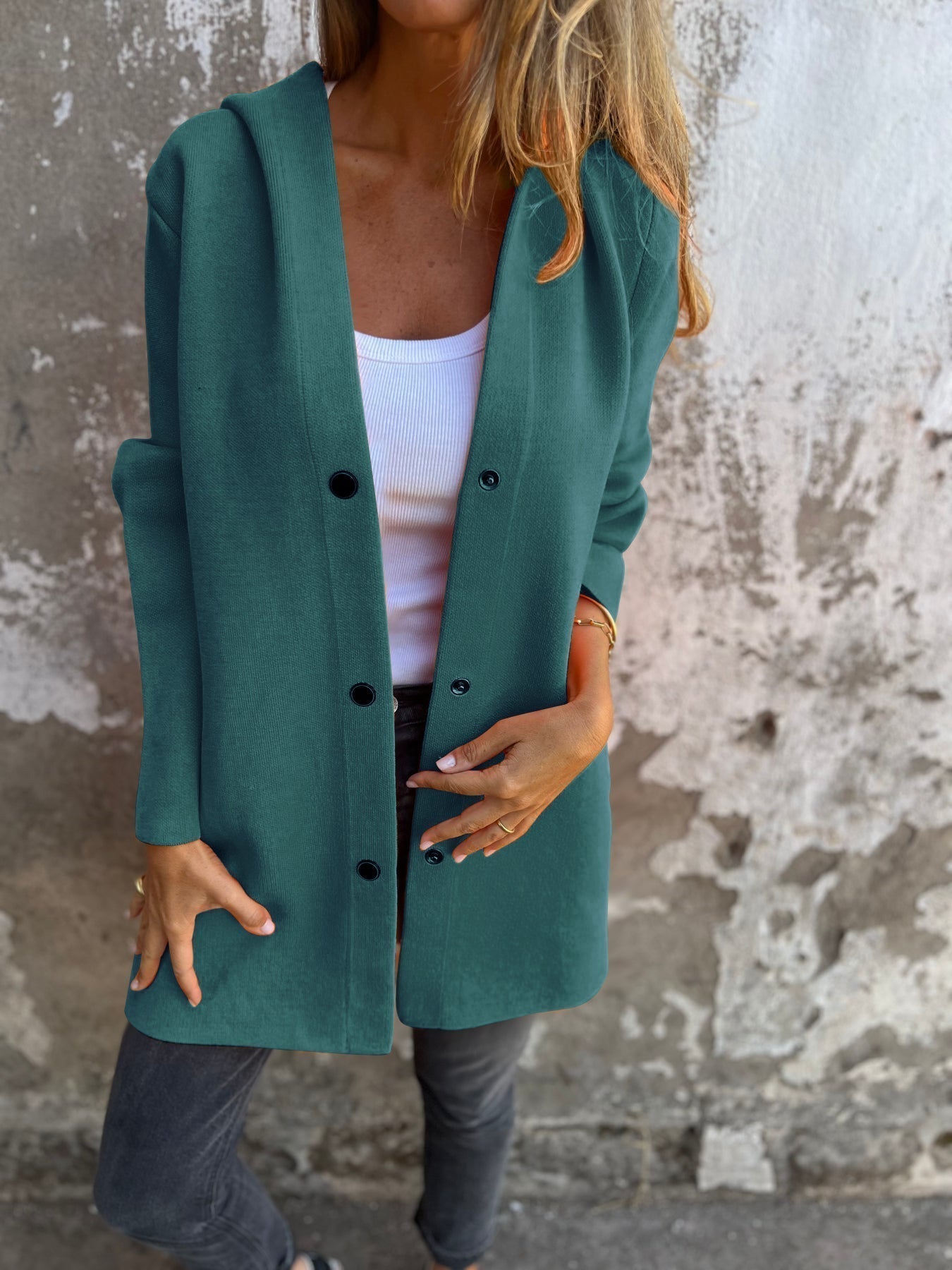Jacqueline | Lässige Hoodie-Jacke mit Knöpfen