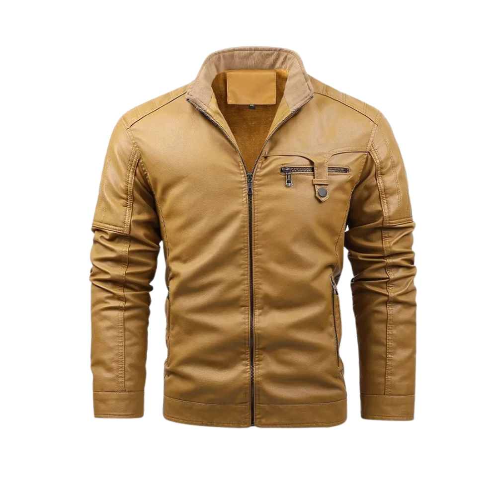 Retro Fleecegefütterte Lederjacke