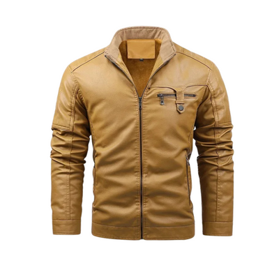 Retro Fleecegefütterte Lederjacke