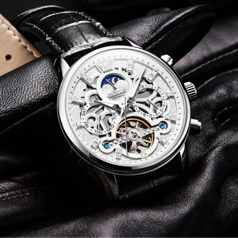 Mechanische Automatik-Uhr mit Lederarmband™ - Olsen & Olsen
