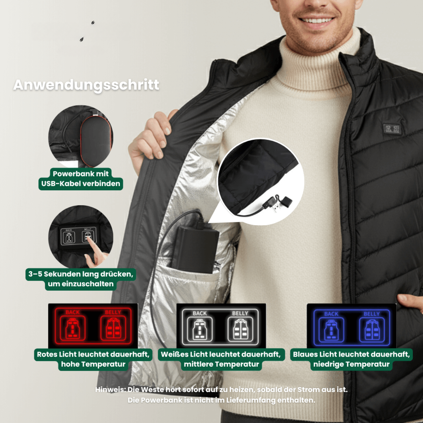 Beheizte Weste mit 9 Wärmezonen – Bleib warm bei jedem Abenteuer!