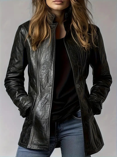 Adelina™ | Casual Lederjacke mit Knöpfen