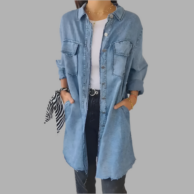 Doris™ | Lange Denim-Freizeit-Hemdjacke