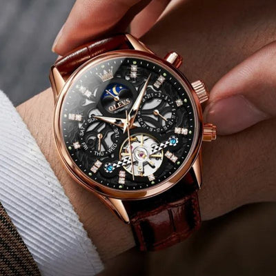 Mechanische Automatik-Uhr mit Lederarmband™ - Olsen & Olsen