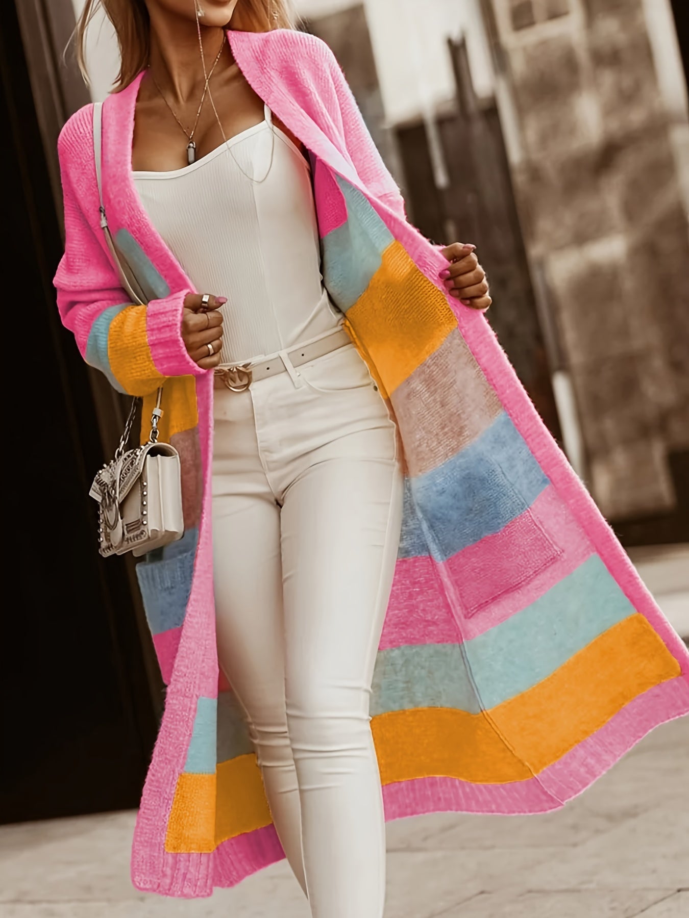 Alros - Pastellgestreifter Strickcardigan
