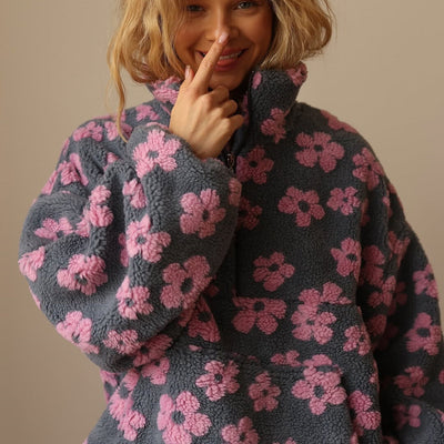Sofia - Fleece-Pullover mit floralem Druck und langen Ärmeln