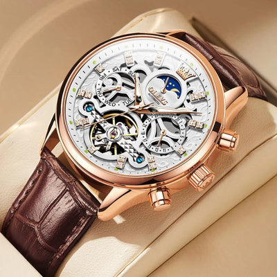 Mechanische Automatik-Uhr mit Lederarmband™ - Olsen & Olsen