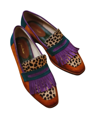 Henny | Brauner Mokassin mit Leopardenmuster