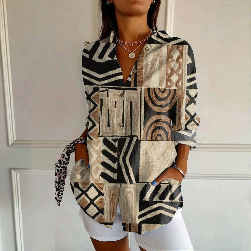 Sydney™ - VINTAGE ABSTRAKTES DRUCKHEMDKLEID