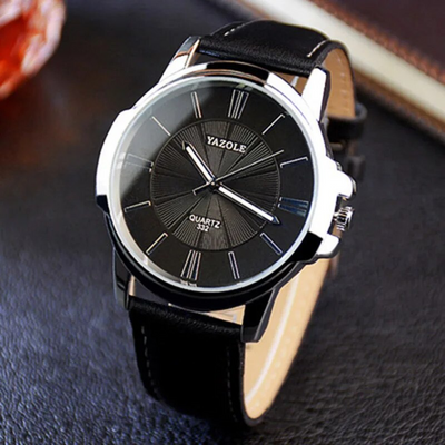 Luxuriöse Blaue Glas Leder Uhr™ - Olsen & Olsen