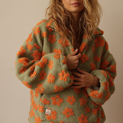 Sofia - Fleece-Pullover mit floralem Druck und langen Ärmeln