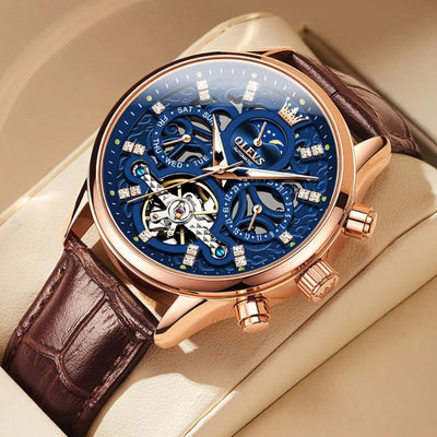 Mechanische Automatik-Uhr mit Lederarmband™ - Olsen & Olsen