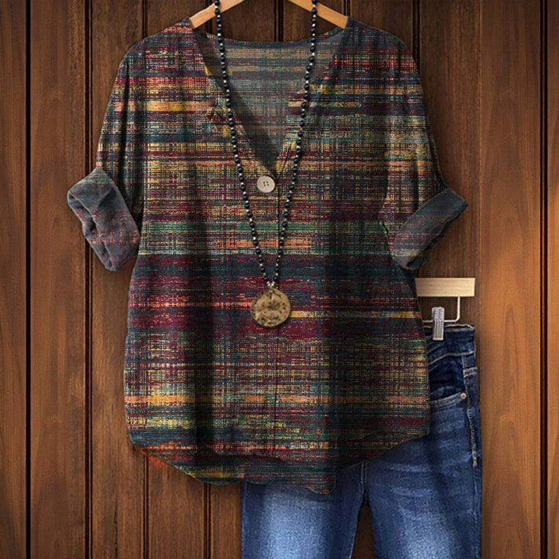 Élodie™ - VINTAGE INSPIRIERTE BLUSE MIT FARBFROHEN AKZENTEN