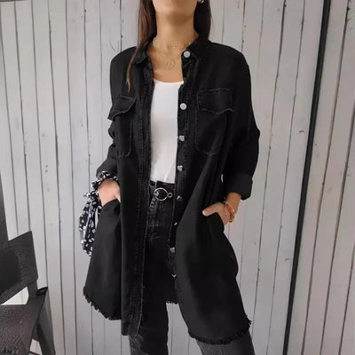 Doris™ | Lange Denim-Freizeit-Hemdjacke