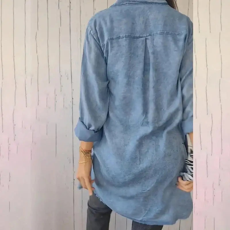 Doris™ | Lange Denim-Freizeit-Hemdjacke