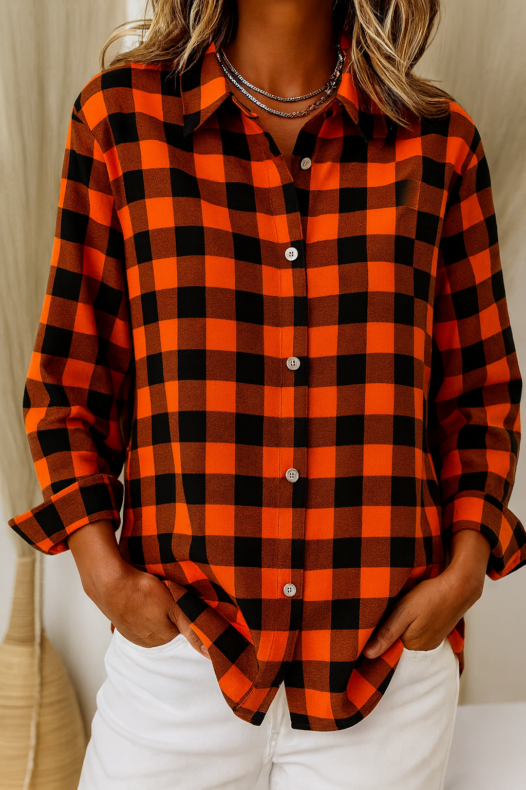 Belviana – Kariertes Hemd mit Reverskragen