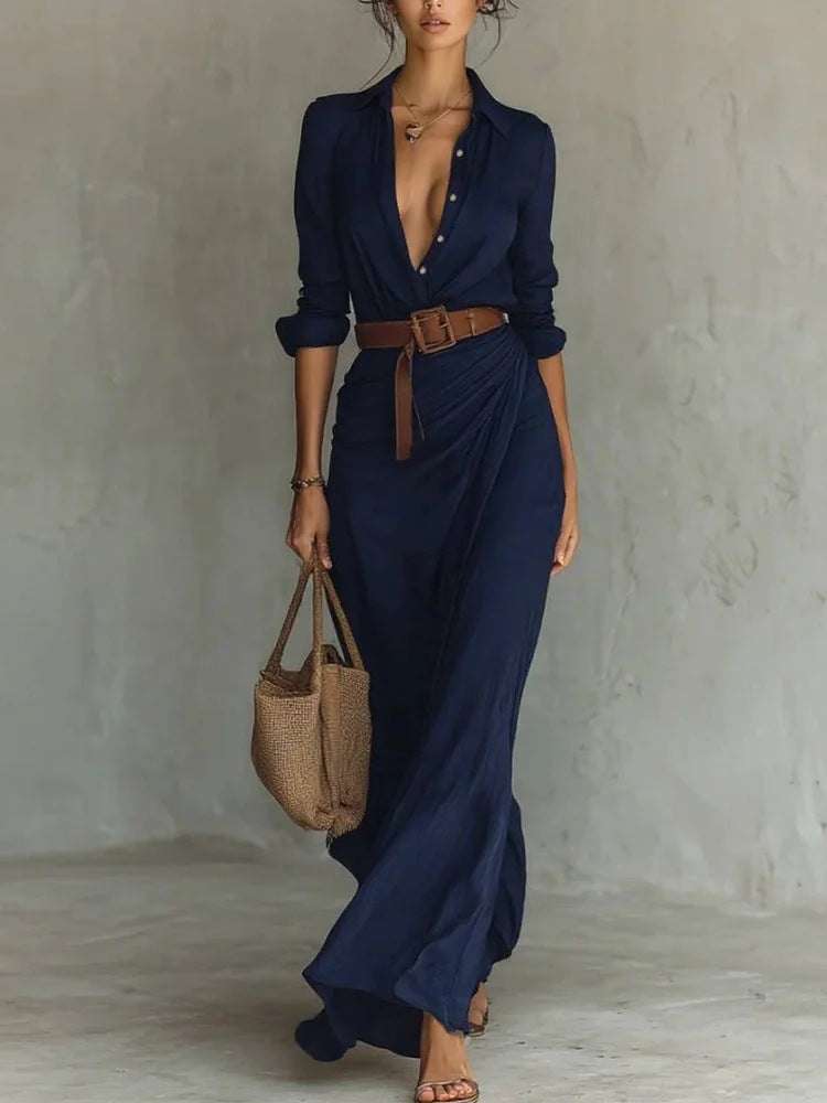 Lisa | Wickel-Maxikleid mit Reverskragen