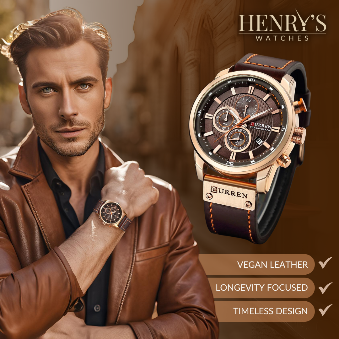 Elegante Quarzuhr mit Lederarmband™ von Olsen & Olsen