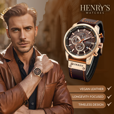Elegante Quarzuhr mit Lederarmband™ von Olsen & Olsen