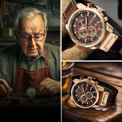 Elegante Quarzuhr mit Lederarmband™ von Olsen & Olsen