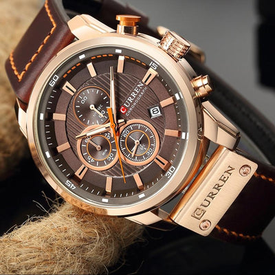 Elegante Quarzuhr mit Lederarmband™ von Olsen & Olsen