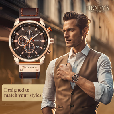 Elegante Quarzuhr mit Lederarmband™ von Olsen & Olsen