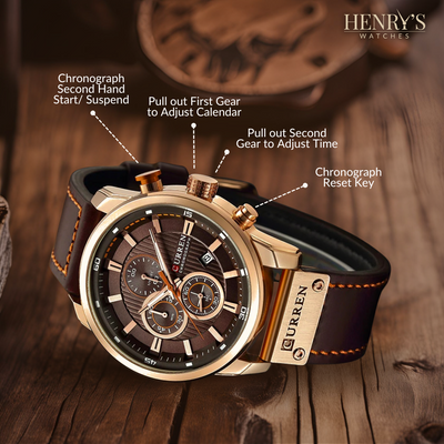 Elegante Quarzuhr mit Lederarmband™ von Olsen & Olsen