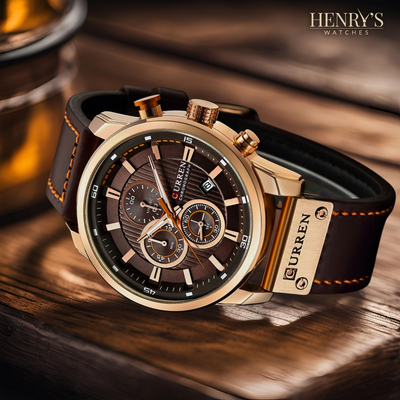 Elegante Quarzuhr mit Lederarmband™ von Olsen & Olsen