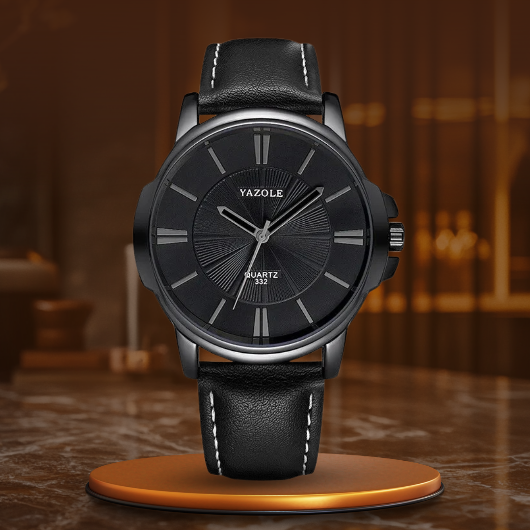 Luxuriöse Blaue Glas Leder Uhr™ - Olsen & Olsen