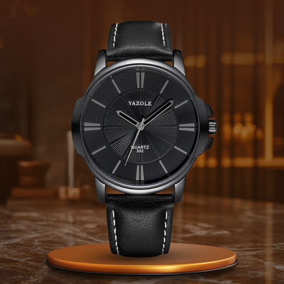 Luxuriöse Blaue Glas Leder Uhr™ - Olsen & Olsen